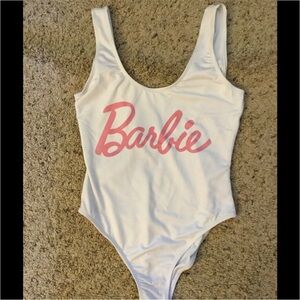 Barbie Pink Logo White Swimsuit